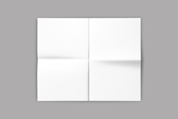 Empty, blank, white newspaper Mock up, front page and page spread on isolated background. Folded newspaper mockup. 3d rendering.	 - obrazy, fototapety, plakaty