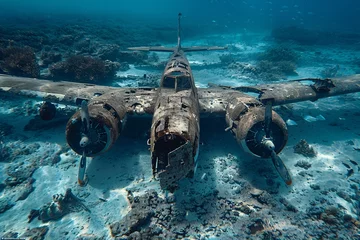 Photo sur Plexiglas Ancien avion an old plane under water