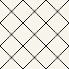 Vector seamless pattern. Repeating geometric elements. Stylish monochrome background design. - 755607605