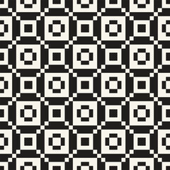 Vector seamless pattern. Repeating geometric elements. Stylish monochrome background design. - 755607643