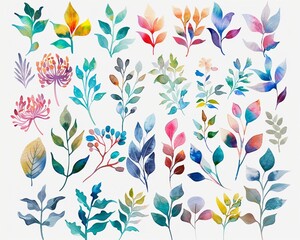 Abstract watercolor flora random harmony