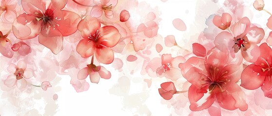 Fototapeta na wymiar Serene watercolor blossoms randomness
