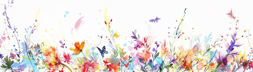 Obraz na płótnie Canvas Watercolor floral symphony random notes