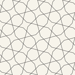 Vector seamless pattern. Repeating geometric elements. Stylish monochrome background design. - 755608606