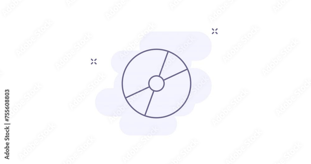 Poster cd disc 2d animated outline icon with alpha channel. cd disc line icon 4k video motion design graphi