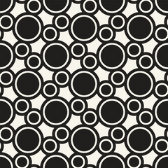 Vector seamless pattern. Repeating geometric elements. Stylish monochrome background design. - 755609048