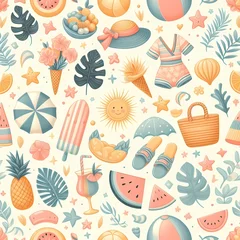 Rucksack Seamless Pastel Summer Pattern Background © CognitiveShots