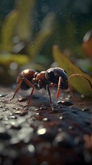 ant insect animal outdoor scene ultra detailed macro photography image poster background