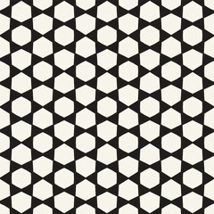 Vector seamless pattern. Repeating geometric elements. Stylish monochrome background design. - 755609274