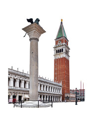 Rialto Bridge in Venice, Italy isolated on transparent white. Design element - obrazy, fototapety, plakaty