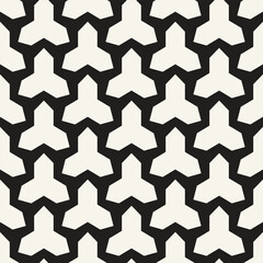Vector seamless pattern. Repeating geometric elements. Stylish monochrome background design. - 755609491