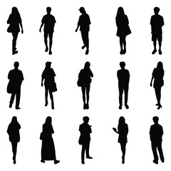 Vector collection set of individual people silhouettes.