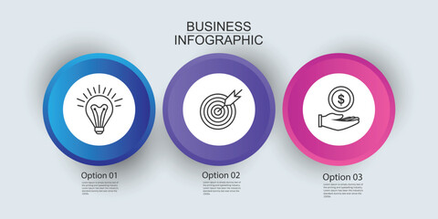 Circle Connecting Steps Infographic Template with 3 Elements