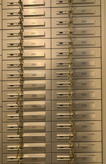 Bank Security Boxes with Key in Lugano, Ticino in Switzerland.