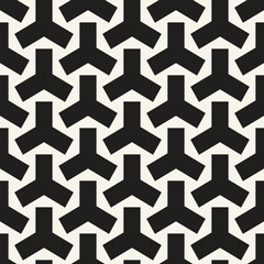Vector seamless pattern. Repeating geometric elements. Stylish monochrome background design. - 755609848