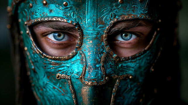 Closeup portrait of the ancient Greek commander Achille. 