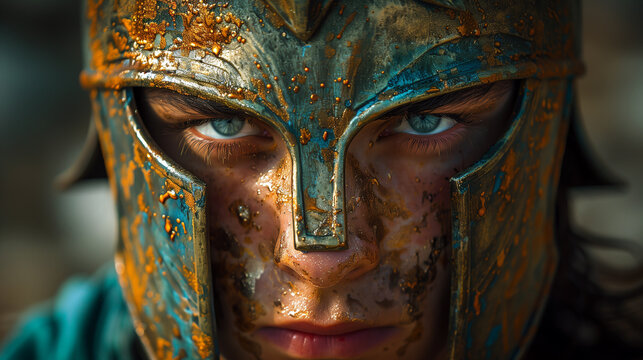 Closeup portrait of the ancient Greek commander Achille. 