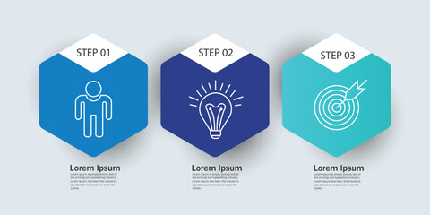 Business process infographic template with 3 options or steps