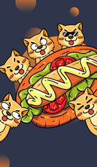 Original hand drawn cartoon hot dog food illustration poster material
