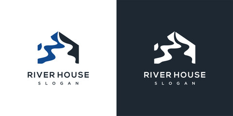 River house logo design .river house logo design illustration vector template	