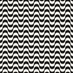 Vector seamless pattern. Repeating geometric elements. Stylish monochrome background design. - 755610495