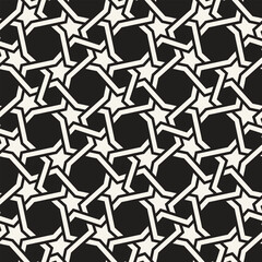Vector seamless pattern. Repeating geometric elements. Stylish monochrome background design. - 755610645