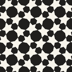 Vector seamless pattern. Repeating geometric elements. Stylish monochrome background design. - 755610867