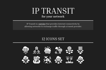 Fibre Internet - IP Transit Icon Set, Black, Solid