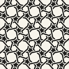 Vector seamless pattern. Repeating geometric elements. Stylish monochrome background design. - 755611022