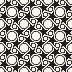 Vector seamless pattern. Repeating geometric elements. Stylish monochrome background design. - 755611216