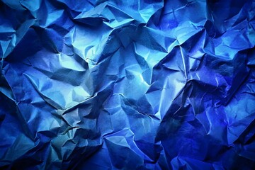 Textured Blue Crumpled Paper Background