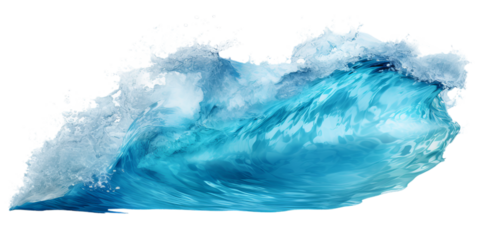 Blue ocean waves isolated on transparent background