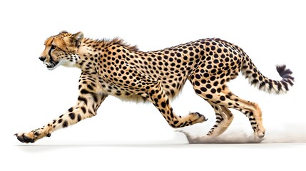 Cheetah in Full Flight A Tribute to Agility and Grace on Pure White