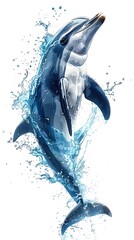 Playful Dolphin Leap Joyful Expression against White, Spirit of the Ocean