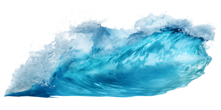 Blue ocean waves isolated on transparent background