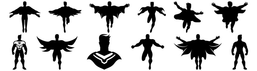 Super hero silhouette set vector design big pack of illustration and icon