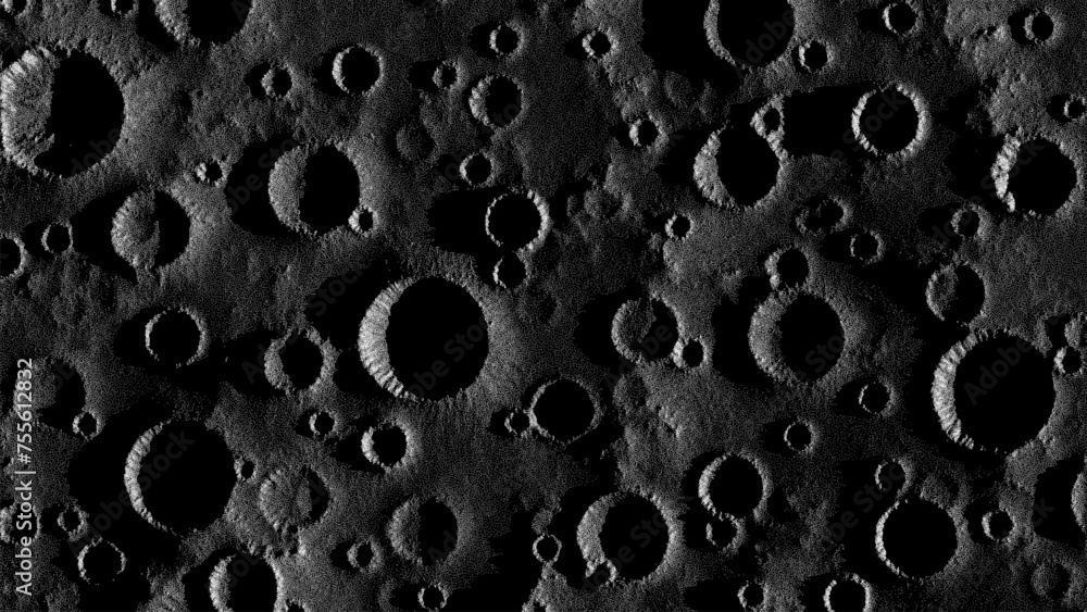 Aufkleber moon surface in stippling style with shadows and many meteorite impact craters. close-up top view lu