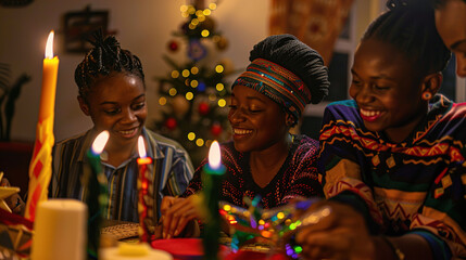 Kwanzaa African Holiday, The African-American festival, which is a week of New Year's Eve celebrations - obrazy, fototapety, plakaty