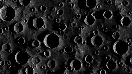 Moon surface in stippling style with shadows and many meteorite impact craters. Close-up top view lunar noisy grainy texture using dots. Pointillism. Dotwork. Vector illustration © 3d_kot