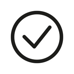 Icon checkmark circle. Approval confirmation tick. Quality assurance success. Vector illustration. EPS 10.