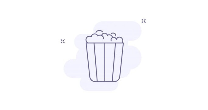 popcorn 2d animated outline icon with alpha channel. popcorn line icon 4k video motion design graphics for web, mobile and ui design.