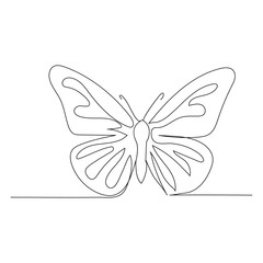 Continuous one line butterfly flying single line outline art drawing illustration
