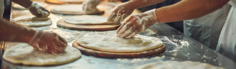 Fotobehang Artisan Chefs Crafting Pizza © smth.design