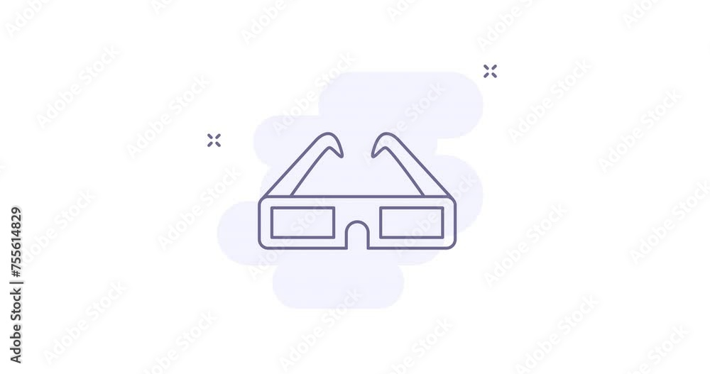 Aufkleber 3d glasses 2d animated outline icon with alpha channel. 3d glasses line icon 4k video motion design 