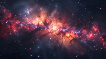 Expansive Wispy Galaxy with Vibrant Nebula and Stars.
