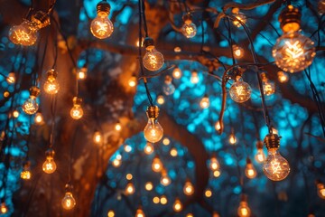 a group of lights from a tree