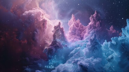 Ethereal Nebula Cloud Peaks in Pink and Blue Tones.