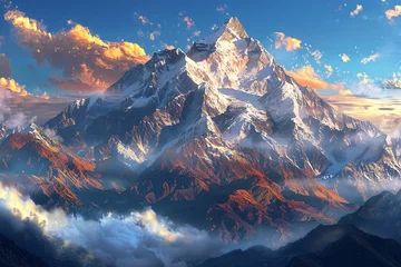 Fensteraufkleber Lhotse a mountain with snow on top