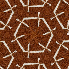 hexagonal patterns with white lines on brown fake fur background