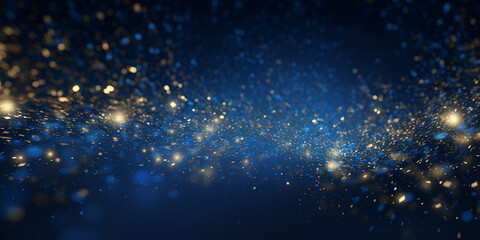 Abstract dark blue Christmas festive, Abstract background with dark blue and gold particles, Starry sky with a large cluster of stars Generative ai